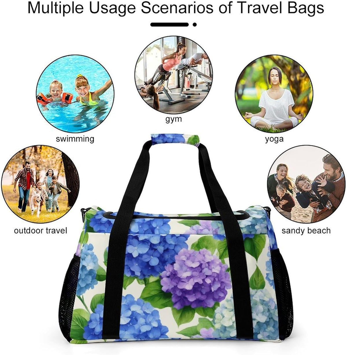 Foldable Weekender Travel Duffel Bag Lightweight Carry On Overnight Tote Bag for Women Sport Yoga