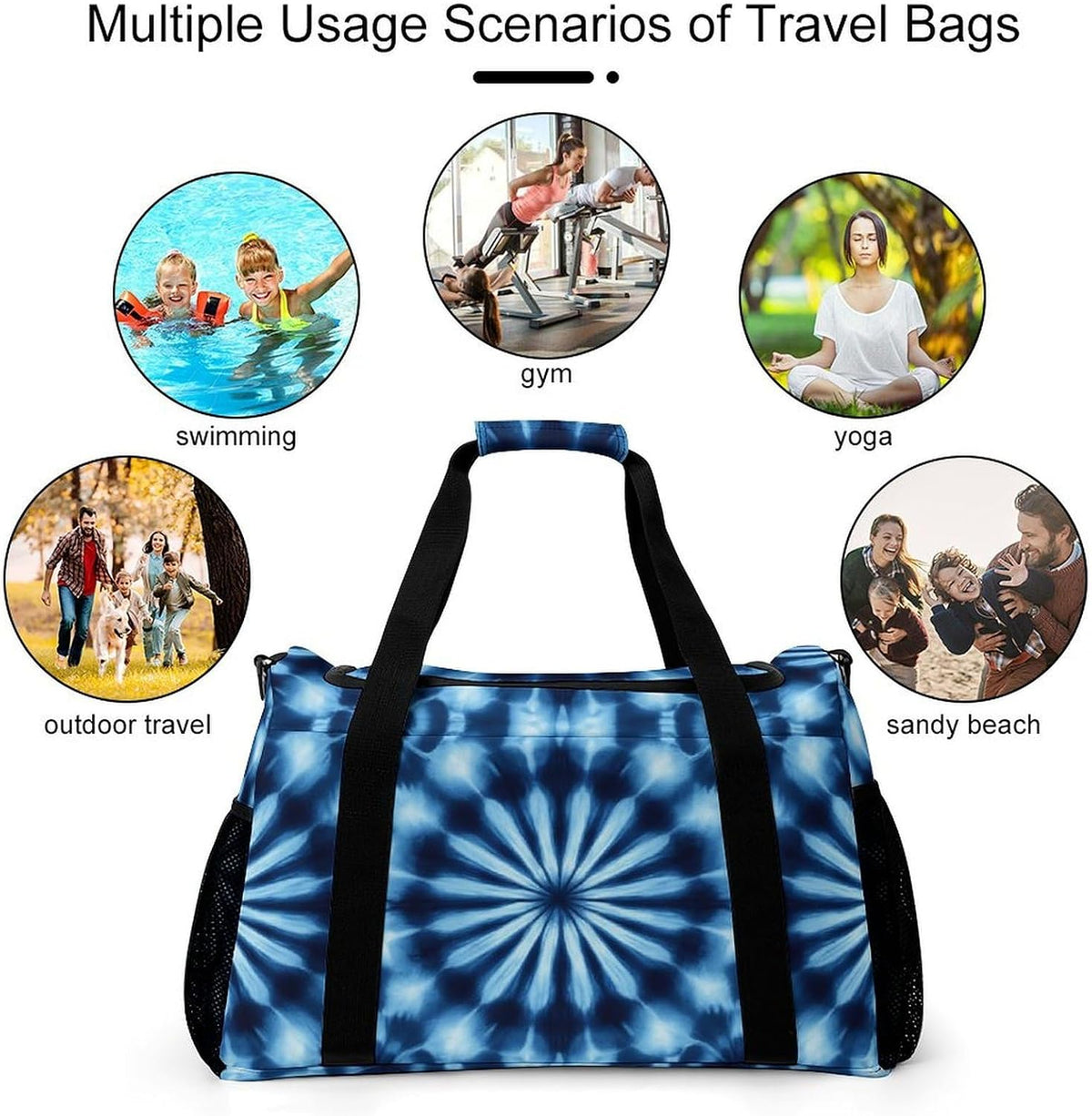 Foldable Weekender Travel Duffel Bag Lightweight Carry On Overnight Tote Bag for Women Sport Yoga