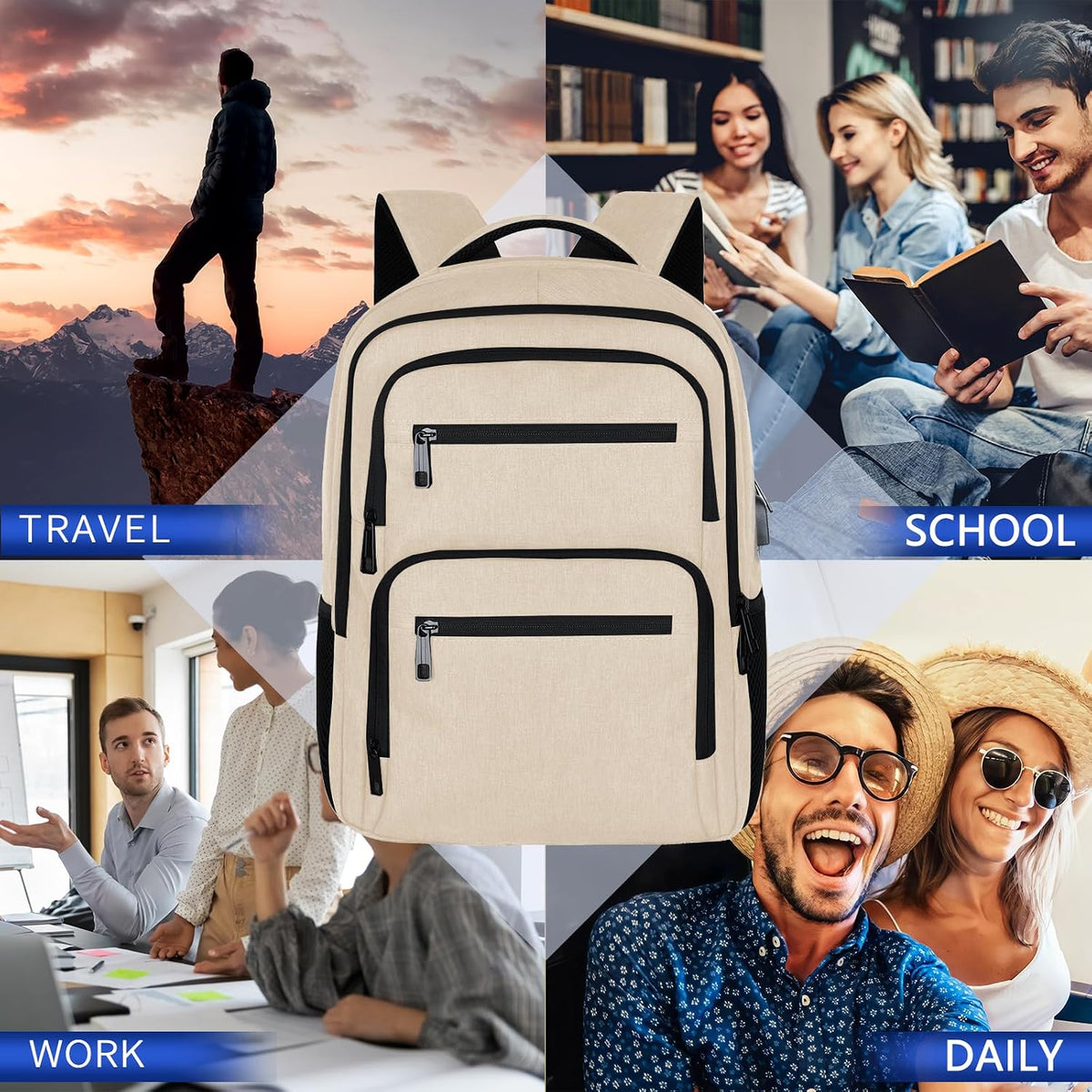 Travel Laptop Backpack, Business Carry on Backpack Flight Approved Backpack, Large Travel Work Backpacks for Men Women with Reinforced Straps, Rucksack Bag, Mochila de viaje, Grey