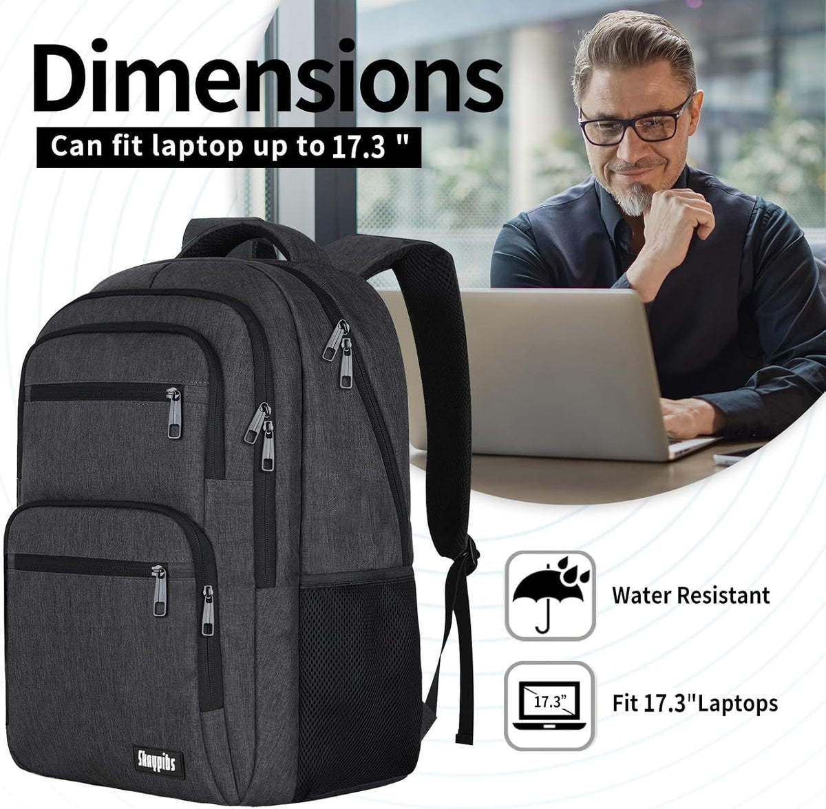 Travel Laptop Backpack, Business Carry on Backpack Flight Approved Backpack, Large Travel Work Backpacks for Men Women with Reinforced Straps, Rucksack Bag, Mochila de viaje, Grey