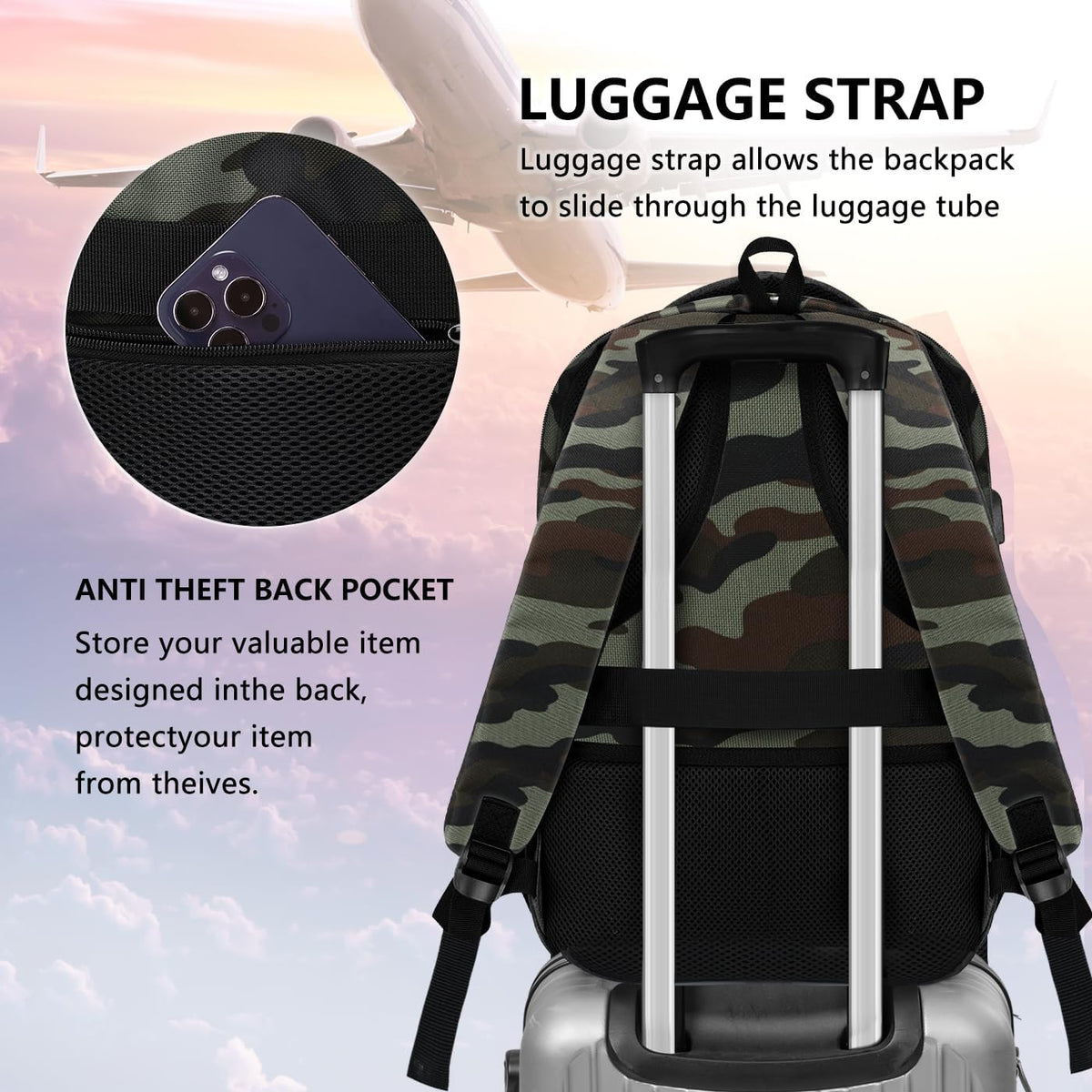 Travel Laptop Backpack, Business Carry on Backpack Flight Approved Backpack, Large Travel Work Backpacks for Men Women with Reinforced Straps, Rucksack Bag, Mochila de viaje, Grey