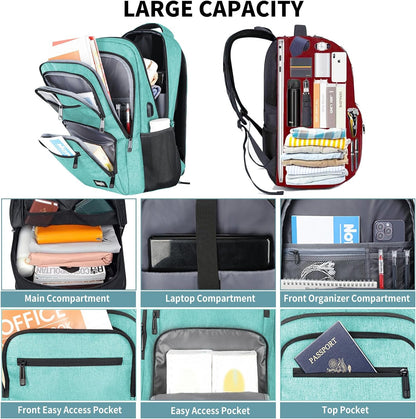 Travel Laptop Backpack, Business Carry on Backpack Flight Approved Backpack, Large Travel Work Backpacks for Men Women with Reinforced Straps, Rucksack Bag, Mochila de viaje, Grey