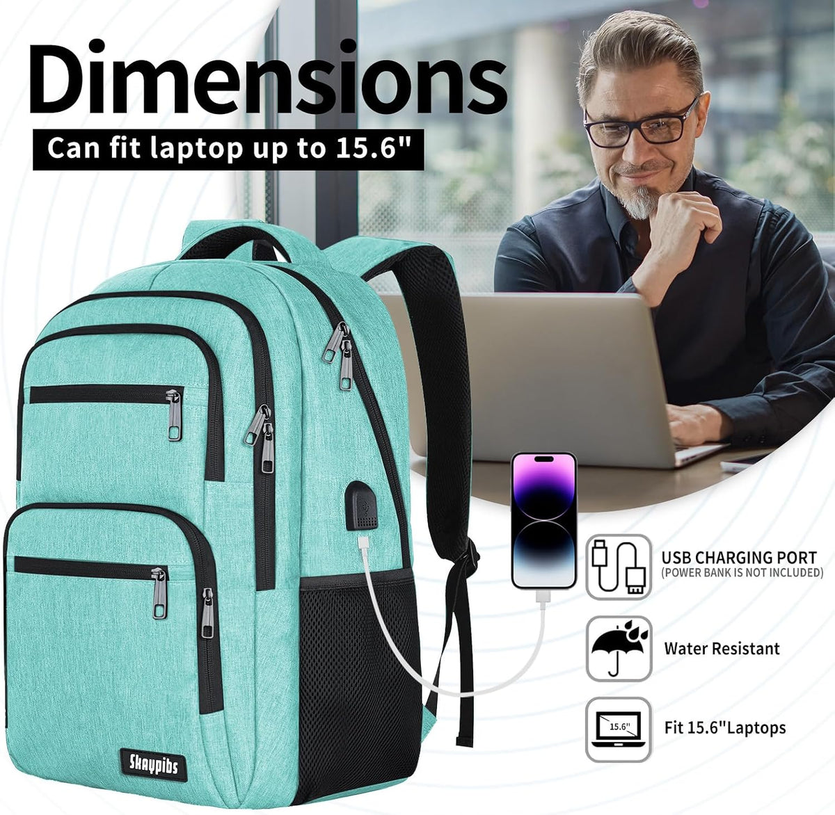 Travel Laptop Backpack, Business Carry on Backpack Flight Approved Backpack, Large Travel Work Backpacks for Men Women with Reinforced Straps, Rucksack Bag, Mochila de viaje, Grey
