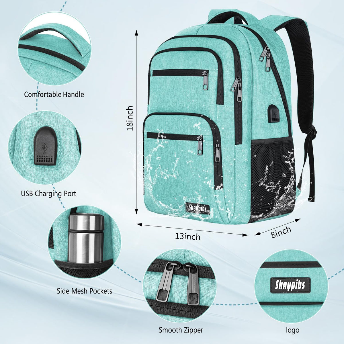 Travel Laptop Backpack, Business Carry on Backpack Flight Approved Backpack, Large Travel Work Backpacks for Men Women with Reinforced Straps, Rucksack Bag, Mochila de viaje, Grey