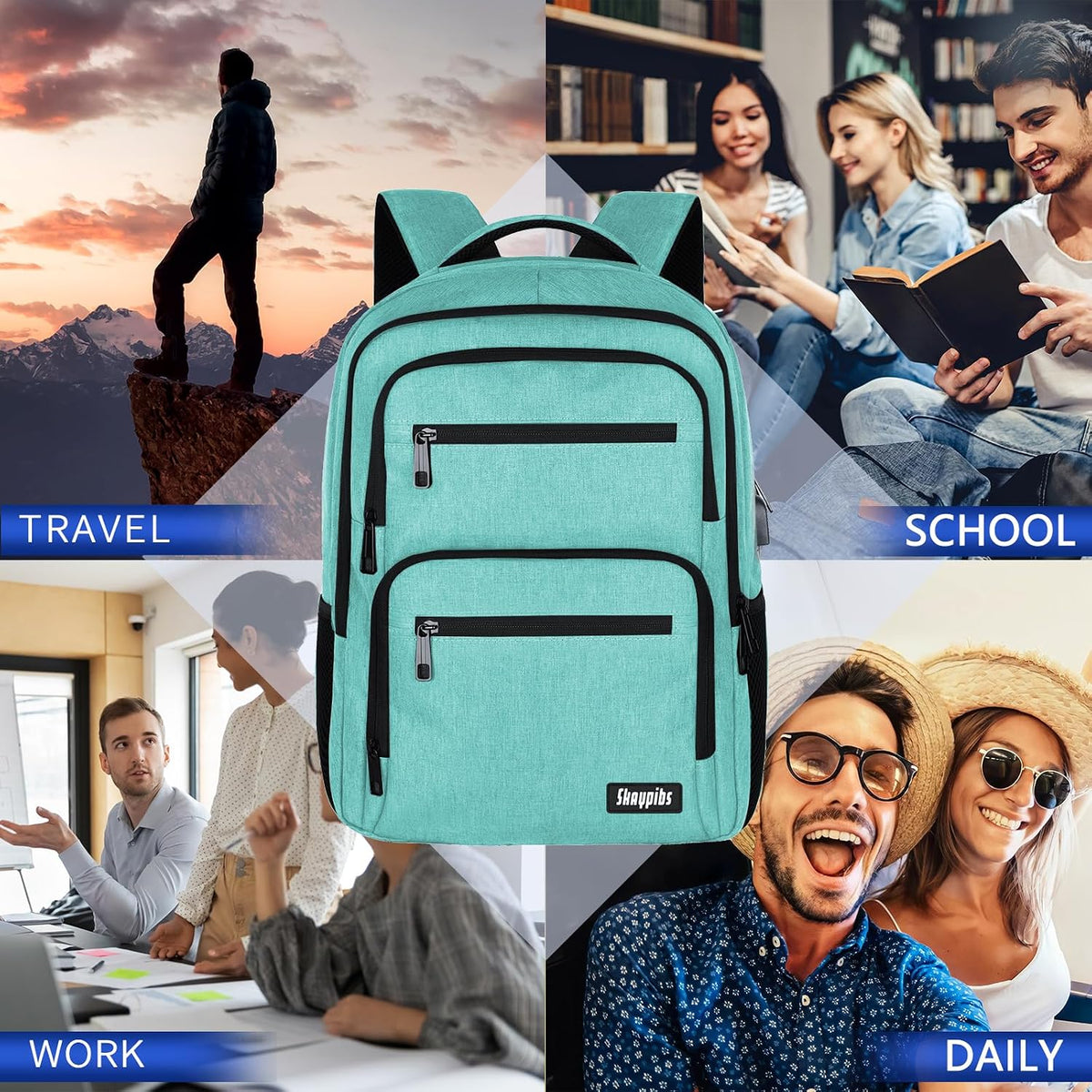 Travel Laptop Backpack, Business Carry on Backpack Flight Approved Backpack, Large Travel Work Backpacks for Men Women with Reinforced Straps, Rucksack Bag, Mochila de viaje, Grey