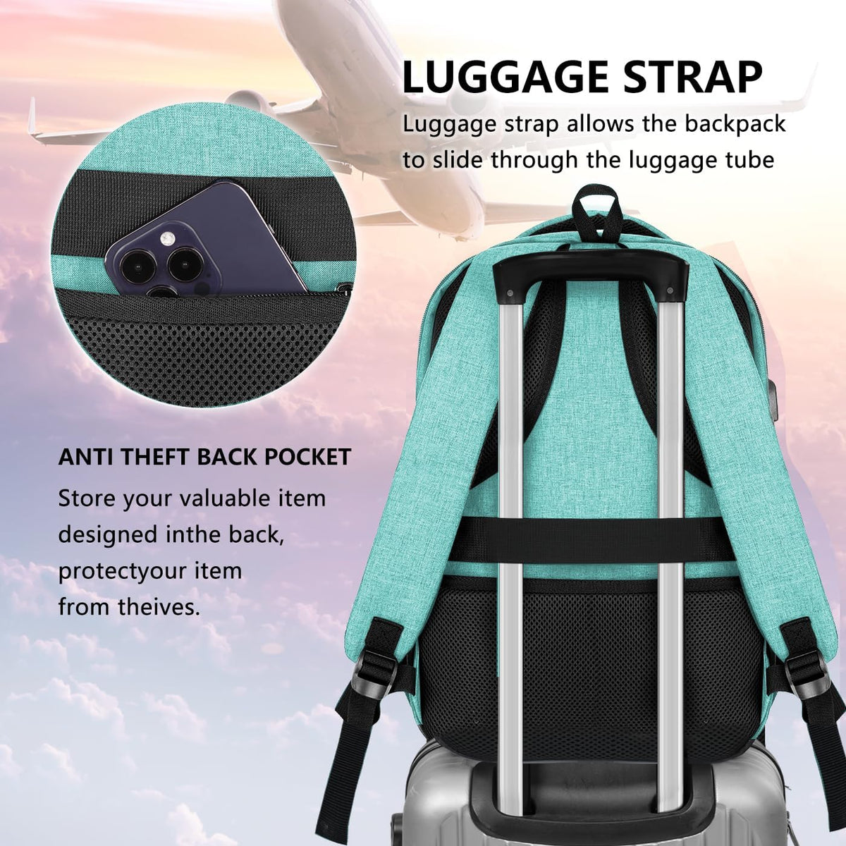 Travel Laptop Backpack, Business Carry on Backpack Flight Approved Backpack, Large Travel Work Backpacks for Men Women with Reinforced Straps, Rucksack Bag, Mochila de viaje, Grey