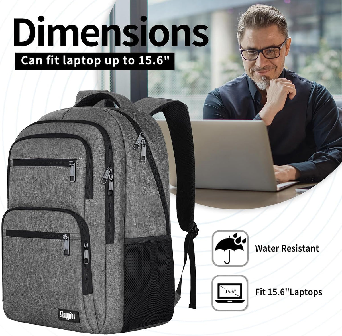 Travel Laptop Backpack, Business Carry on Backpack Flight Approved Backpack, Large Travel Work Backpacks for Men Women with Reinforced Straps, Rucksack Bag, Mochila de viaje, Grey