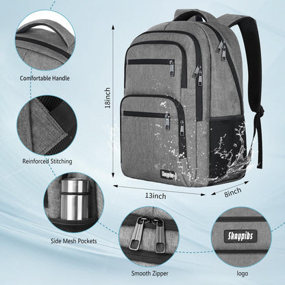 Travel Laptop Backpack, Business Carry on Backpack Flight Approved Backpack, Large Travel Work Backpacks for Men Women with Reinforced Straps, Rucksack Bag, Mochila de viaje, Grey