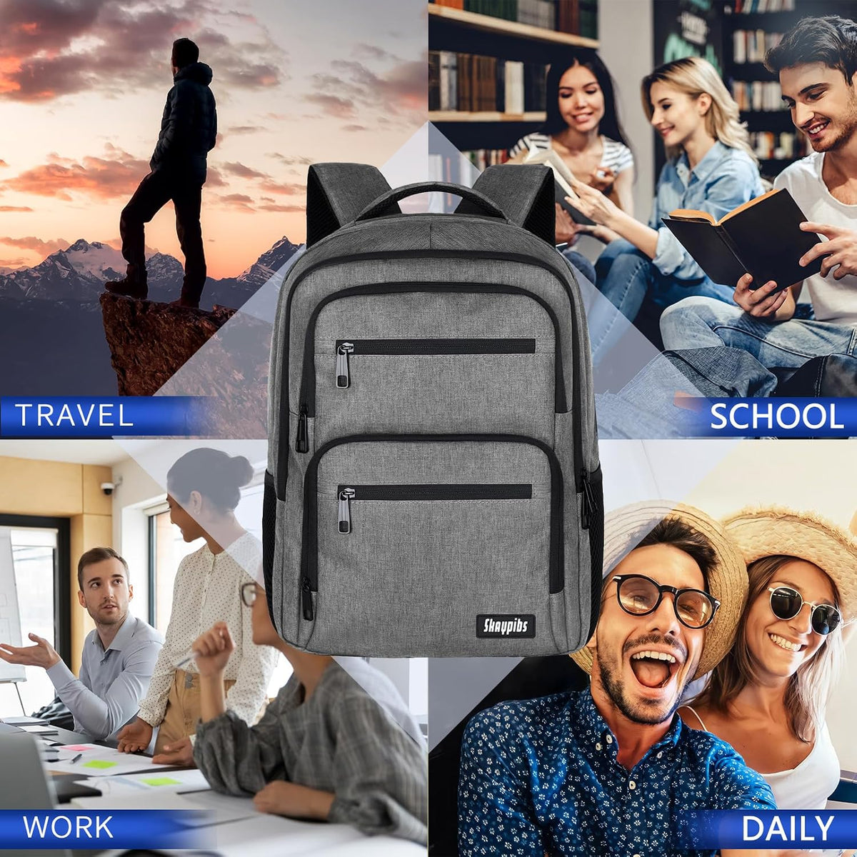 Travel Laptop Backpack, Business Carry on Backpack Flight Approved Backpack, Large Travel Work Backpacks for Men Women with Reinforced Straps, Rucksack Bag, Mochila de viaje, Grey
