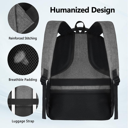 Travel Laptop Backpack, Business Carry on Backpack Flight Approved Backpack, Large Travel Work Backpacks for Men Women with Reinforced Straps, Rucksack Bag, Mochila de viaje, Grey