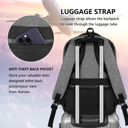 Travel Laptop Backpack, Business Carry on Backpack Flight Approved Backpack, Large Travel Work Backpacks for Men Women with Reinforced Straps, Rucksack Bag, Mochila de viaje, Grey