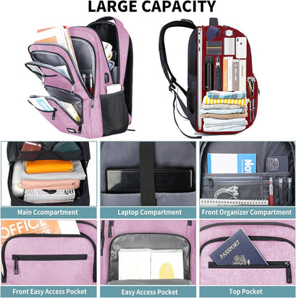 Travel Laptop Backpack, Business Carry on Backpack Flight Approved Backpack, Large Travel Work Backpacks for Men Women with Reinforced Straps, Rucksack Bag, Mochila de viaje, Grey
