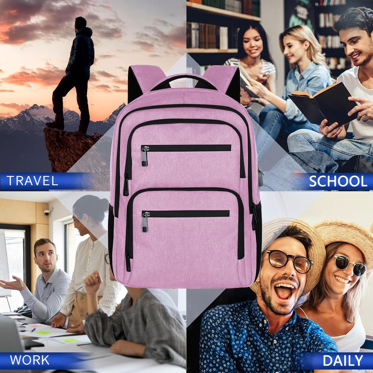 Travel Laptop Backpack, Business Carry on Backpack Flight Approved Backpack, Large Travel Work Backpacks for Men Women with Reinforced Straps, Rucksack Bag, Mochila de viaje, Grey