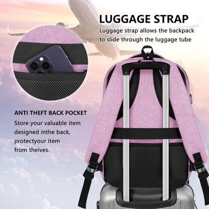 Travel Laptop Backpack, Business Carry on Backpack Flight Approved Backpack, Large Travel Work Backpacks for Men Women with Reinforced Straps, Rucksack Bag, Mochila de viaje, Grey