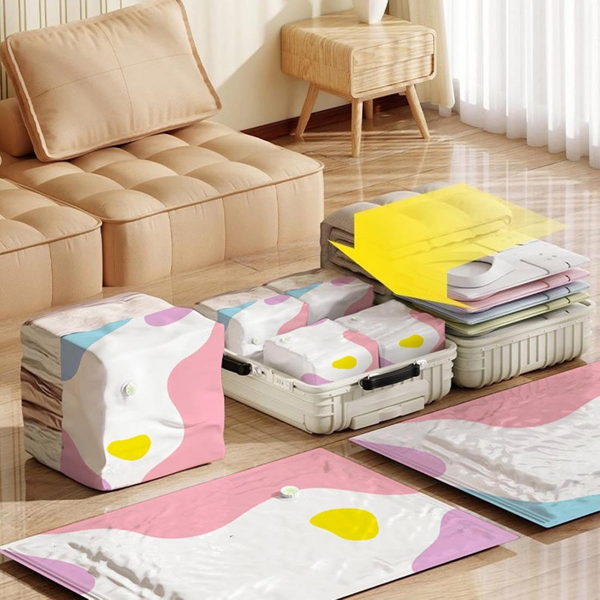 Vacuum Sealed Bags,No-Pump Compression,Roll-up, compressed, thickened | Material: PA+PE for Clothes Blanket Mattress Home Apartment Dormitory Closet Wardrobe Luggage Suitcase