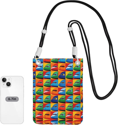 Crossbody Phone Bag Airplane Lattice Colorful Cell Phone Purse Travel Commuting For Men Women