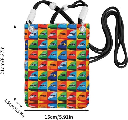 Crossbody Phone Bag Airplane Lattice Colorful Cell Phone Purse Travel Commuting For Men Women