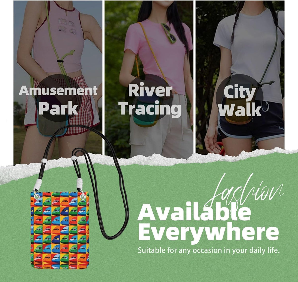 Crossbody Phone Bag Airplane Lattice Colorful Cell Phone Purse Travel Commuting For Men Women
