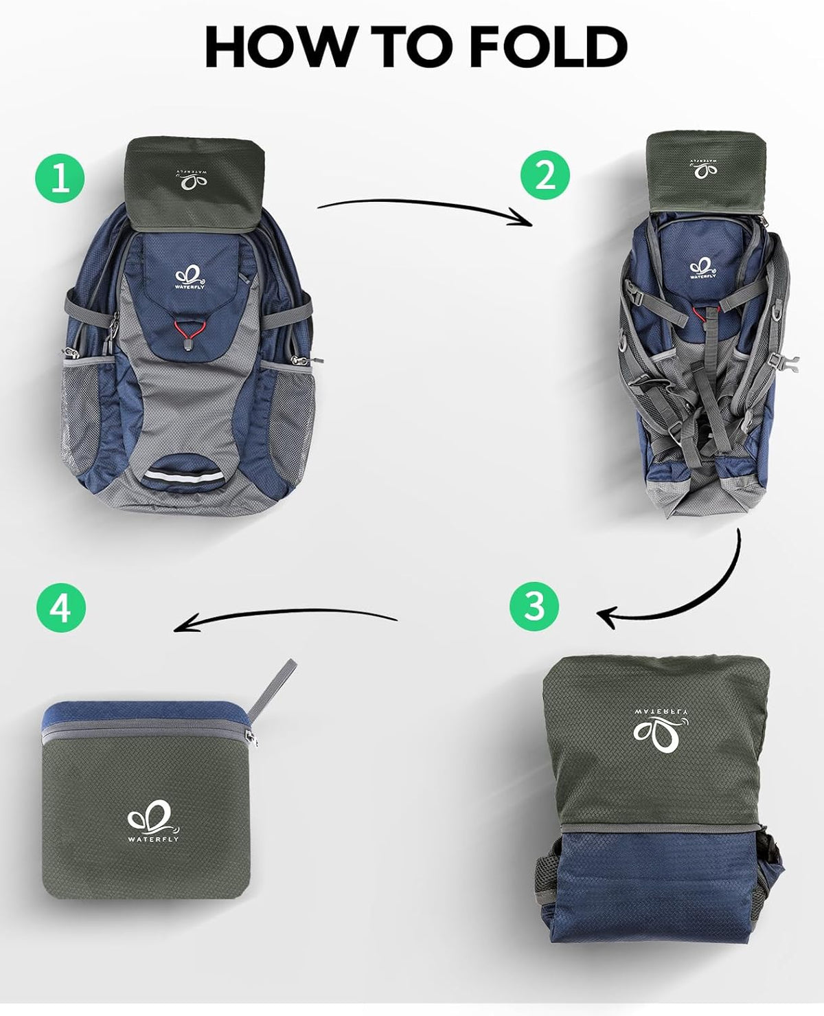 Lightweight Packable Hiking Backpack, 30L Day Pack Blue | Water Resistant Foldable Travel Daypack with Multiple Pockets, Wet Pocket, Ultralight Day Pack for Woman Man, Everyday Carry