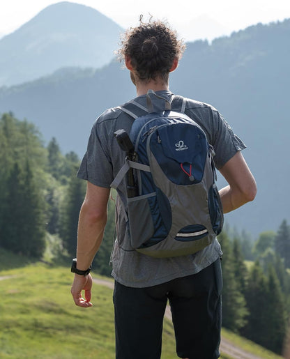 Lightweight Packable Hiking Backpack, 30L Day Pack Blue | Water Resistant Foldable Travel Daypack with Multiple Pockets, Wet Pocket, Ultralight Day Pack for Woman Man, Everyday Carry