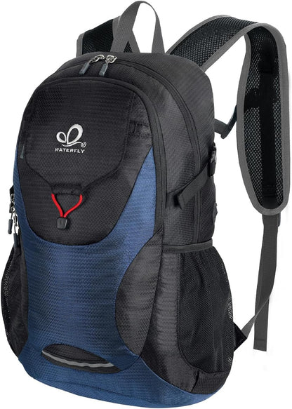 Lightweight Packable Hiking Backpack, 30L Day Pack Blue | Water Resistant Foldable Travel Daypack with Multiple Pockets, Wet Pocket, Ultralight Day Pack for Woman Man, Everyday Carry