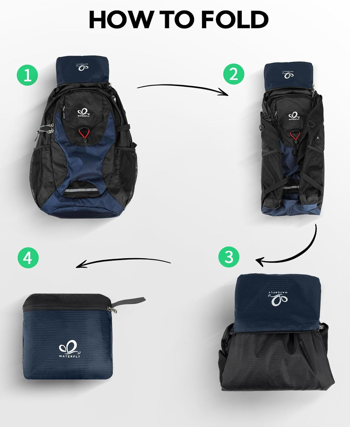 Lightweight Packable Hiking Backpack, 30L Day Pack Blue | Water Resistant Foldable Travel Daypack with Multiple Pockets, Wet Pocket, Ultralight Day Pack for Woman Man, Everyday Carry