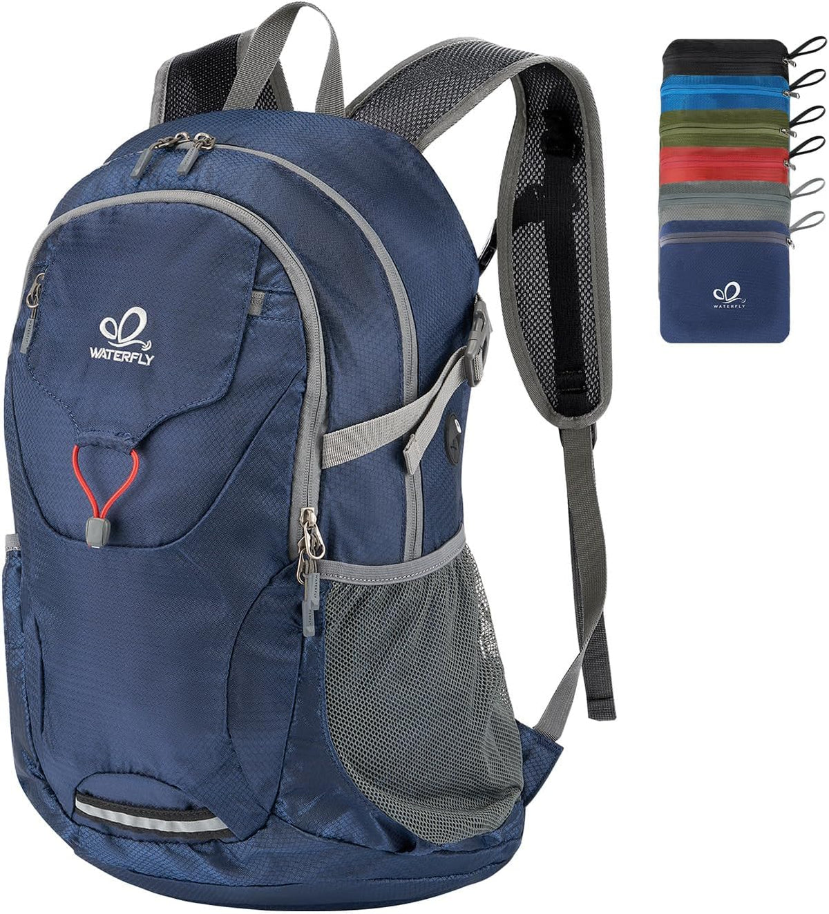 Lightweight Packable Hiking Backpack, 30L Day Pack Blue | Water Resistant Foldable Travel Daypack with Multiple Pockets, Wet Pocket, Ultralight Day Pack for Woman Man, Everyday Carry