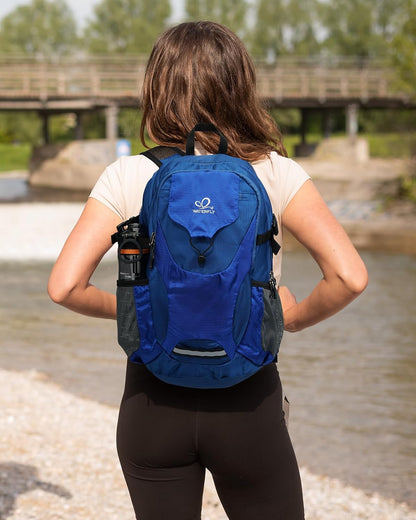 Lightweight Packable Hiking Backpack, 30L Day Pack Blue | Water Resistant Foldable Travel Daypack with Multiple Pockets, Wet Pocket, Ultralight Day Pack for Woman Man, Everyday Carry