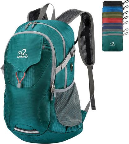 Lightweight Packable Hiking Backpack, 30L Day Pack Blue | Water Resistant Foldable Travel Daypack with Multiple Pockets, Wet Pocket, Ultralight Day Pack for Woman Man, Everyday Carry