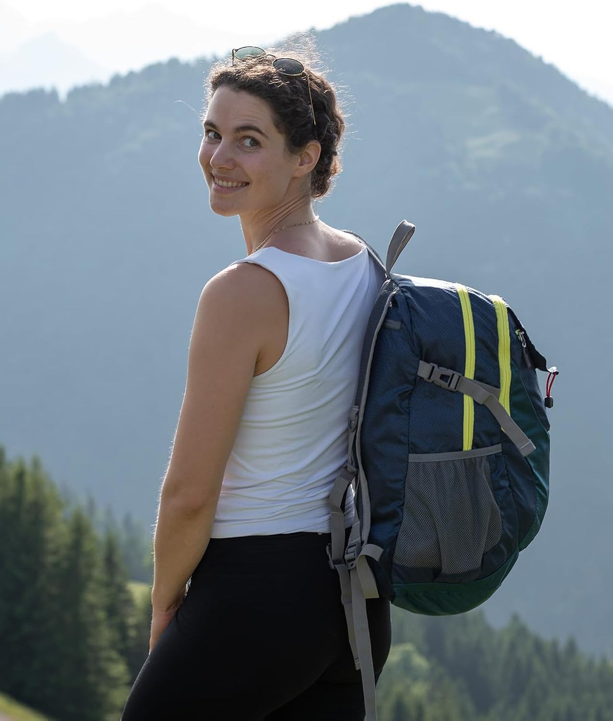Lightweight Packable Hiking Backpack, 30L Day Pack Blue | Water Resistant Foldable Travel Daypack with Multiple Pockets, Wet Pocket, Ultralight Day Pack for Woman Man, Everyday Carry