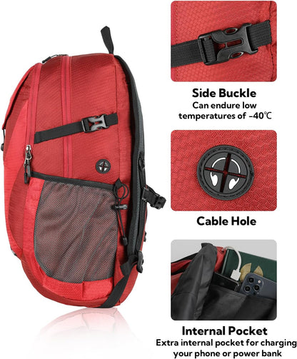 Lightweight Packable Hiking Backpack, 30L Day Pack Blue | Water Resistant Foldable Travel Daypack with Multiple Pockets, Wet Pocket, Ultralight Day Pack for Woman Man, Everyday Carry