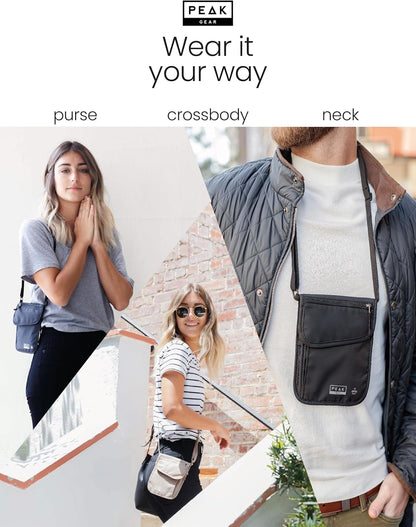 RFID Neck Wallet - The Original Travel Pouch with Adjustable Crossbody Strap + Theft Protection and Lost & Found Service | Beige