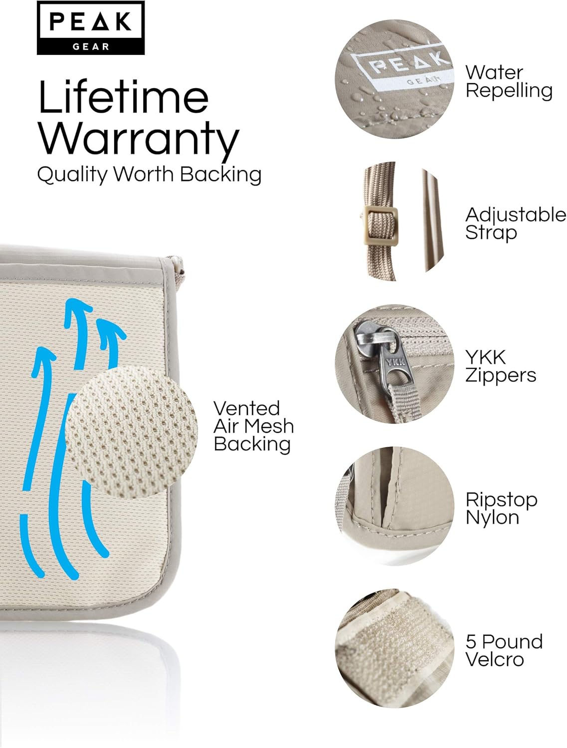 RFID Neck Wallet - The Original Travel Pouch with Adjustable Crossbody Strap + Theft Protection and Lost & Found Service | Beige