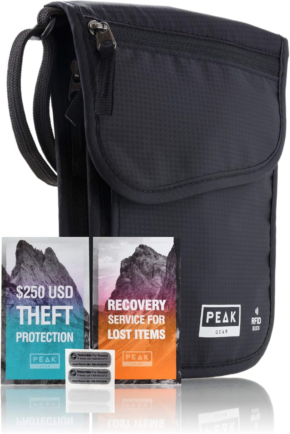RFID Neck Wallet - The Original Travel Pouch with Adjustable Crossbody Strap + Theft Protection and Lost & Found Service | Beige