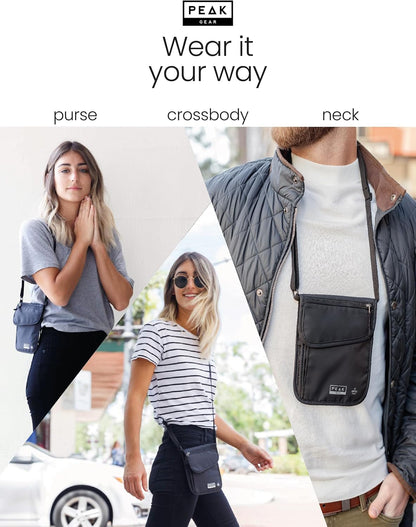 RFID Neck Wallet - The Original Travel Pouch with Adjustable Crossbody Strap + Theft Protection and Lost & Found Service | Beige