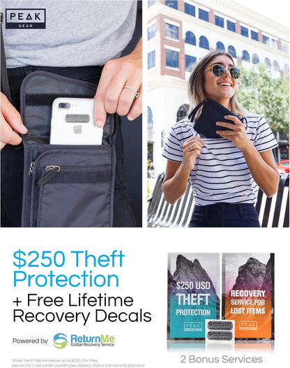 RFID Neck Wallet - The Original Travel Pouch with Adjustable Crossbody Strap + Theft Protection and Lost & Found Service | Beige