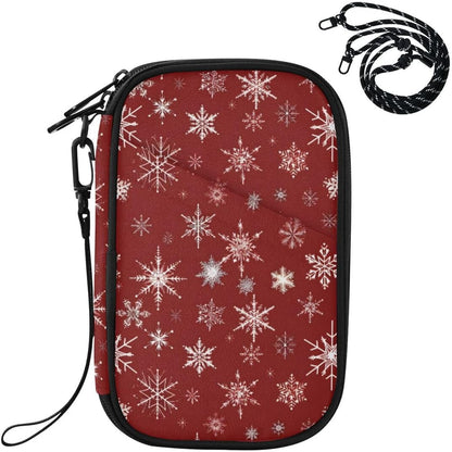 Graphic Snowflake Red Christmas Passport Holder Family Passport | for Women Men Rfid Blocking Passport Holders Bag Travel Document Organizer with Zipper