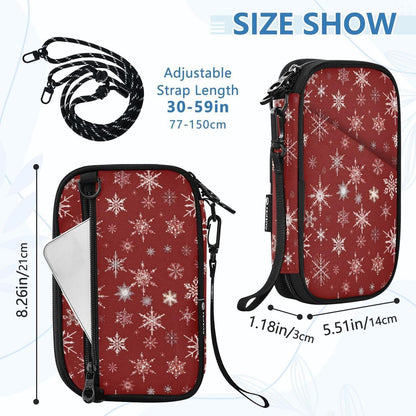 Graphic Snowflake Red Christmas Passport Holder Family Passport | for Women Men Rfid Blocking Passport Holders Bag Travel Document Organizer with Zipper