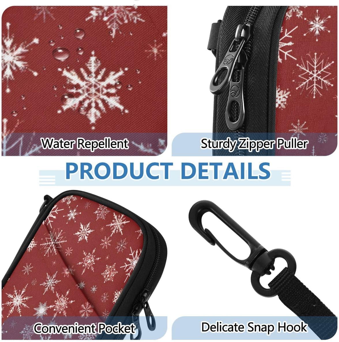 Graphic Snowflake Red Christmas Passport Holder Family Passport | for Women Men Rfid Blocking Passport Holders Bag Travel Document Organizer with Zipper