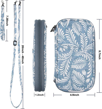 RFID Passport Wallet with Vaccine Card Slot, Family Travel Passport Holder Document Organizer Bag with Wrist & Neck Double Strap