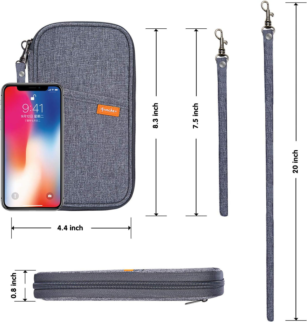 RFID Passport Wallet with Vaccine Card Slot, Family Travel Passport Holder Document Organizer Bag with Wrist & Neck Double Strap