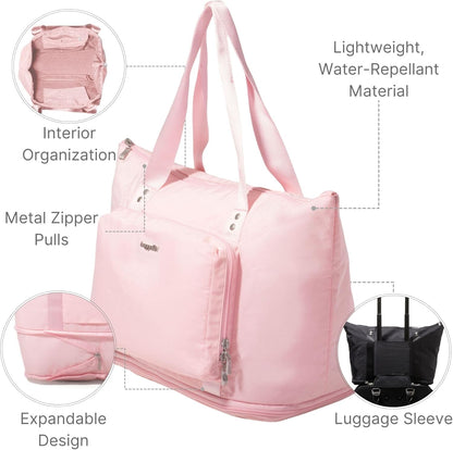 Carryall Expandable Lightweight Travel Tote 22" Packable Folding Compact Nylon Washable Weekender w/Luggage Sleeve