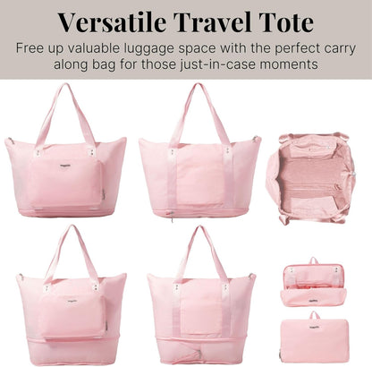 Carryall Expandable Lightweight Travel Tote 22" Packable Folding Compact Nylon Washable Weekender w/Luggage Sleeve