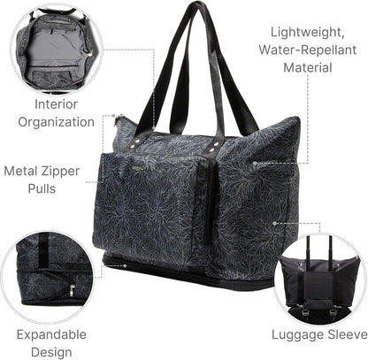 Carryall Expandable Lightweight Travel Tote 22" Packable Folding Compact Nylon Washable Weekender w/Luggage Sleeve