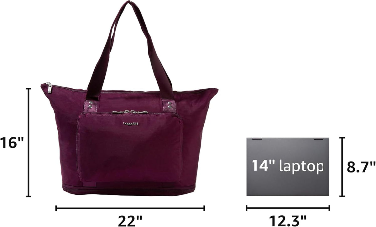 Carryall Expandable Lightweight Travel Tote 22" Packable Folding Compact Nylon Washable Weekender w/Luggage Sleeve