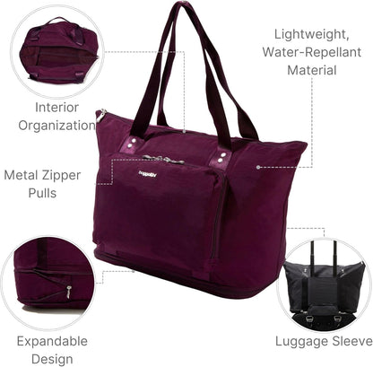 Carryall Expandable Lightweight Travel Tote 22" Packable Folding Compact Nylon Washable Weekender w/Luggage Sleeve