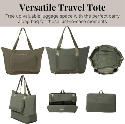 Carryall Expandable Lightweight Travel Tote 22" Packable Folding Compact Nylon Washable Weekender w/Luggage Sleeve