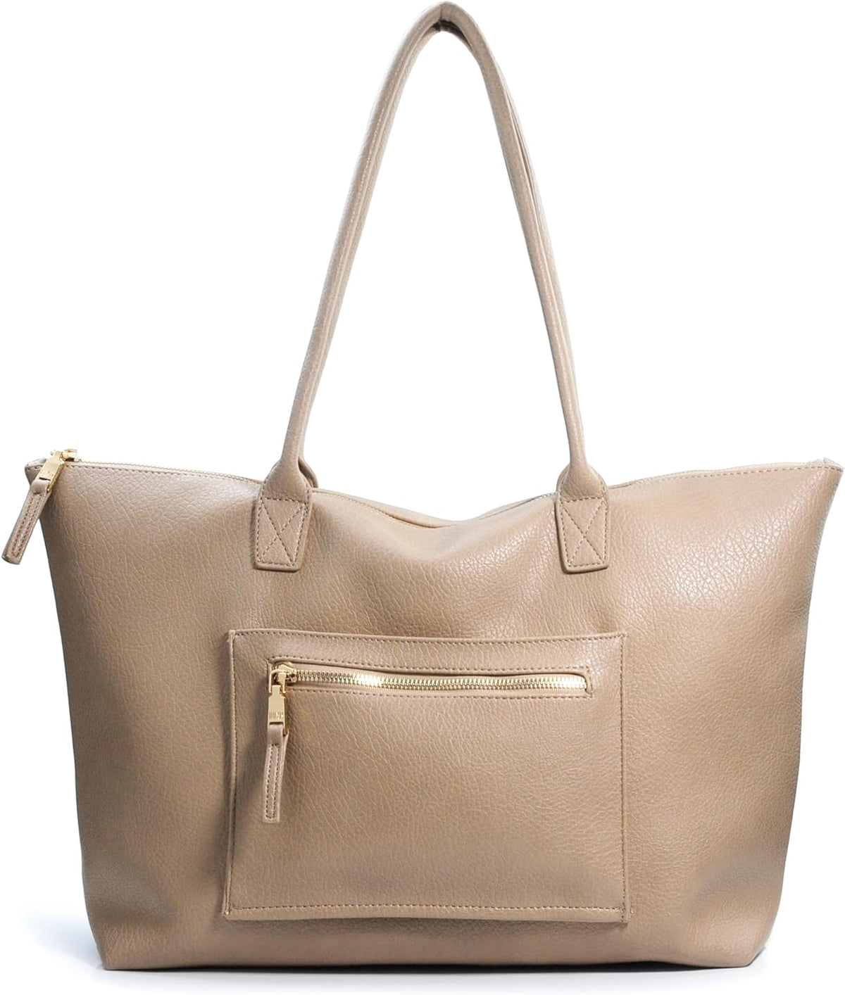 Tote Bag for Women with Zipper Vegan Leather Handbag with Trolley Sleeve Travel Weekender Carryall Bag