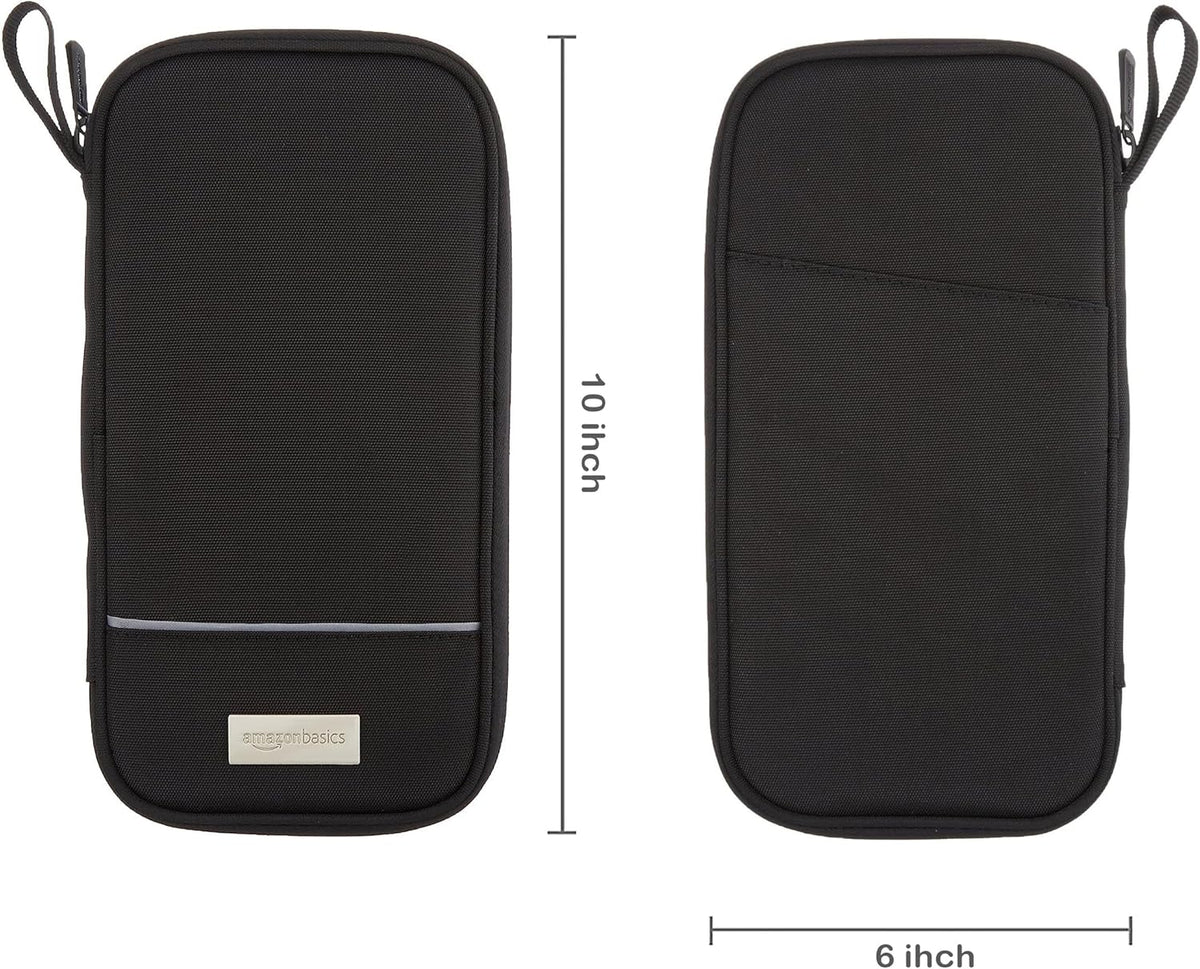 RFID-blocking Passport Wallet, Passport Holder for Travel, Polyester/Nylon Material with Durable Zipper Closure, Zippered Pockets, Slots for Cards, 10"x5", Black, Solid