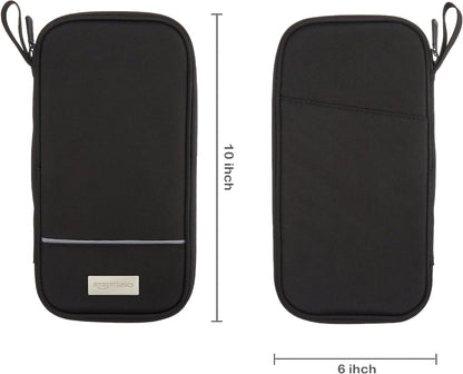RFID-blocking Passport Wallet, Passport Holder for Travel, Polyester/Nylon Material with Durable Zipper Closure, Zippered Pockets, Slots for Cards, 10"x5", Black, Solid